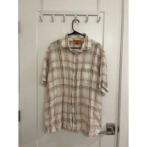 Sette Ponti Linen Checkered Men's Shirt Casual Button Down Summer
